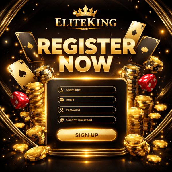 EliteKing casino entrance with popular reels, live entertainment, and secure play